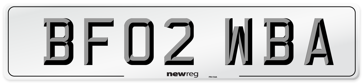 BF02 WBA Number Plate from New Reg